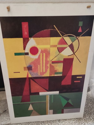 Abstract art poster frame used, mounted on plywood