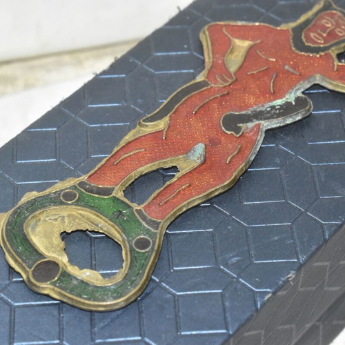 Vintage brass bottle opener used, collectible decorative item