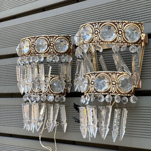 Aluminum wall lights used, set of 2, size 19.5x22 cm