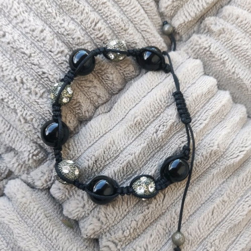 Shamballa bracelet used with black stone and rhinestones