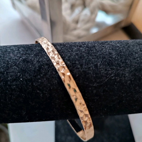 Cuff bangle bracelet new, hammered gold color