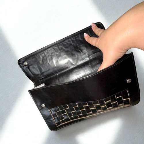 Vintage black leather clutch
