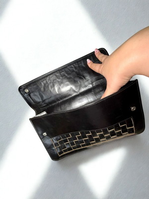 Vintage black leather clutch