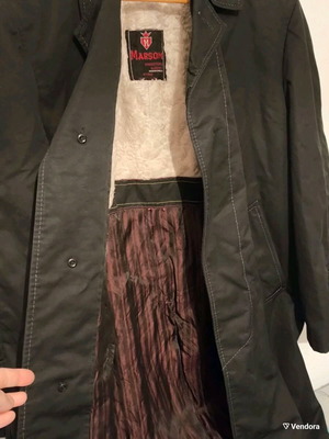 Marson trench coat used, black, Greek made 70s