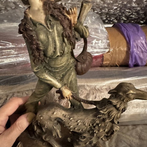 Vintage figurine girl with dog like new