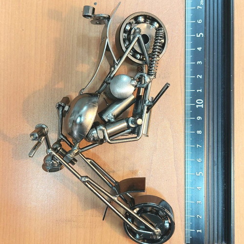 Metal sculpture motorcycle new 17 x 10 cm