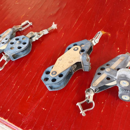 Set of 4 nautical sailing pulleys (blocks)