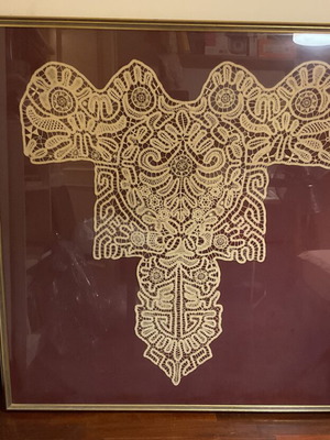 Very old lace embroidery in frame like new