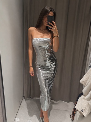 Strapless sequin dress