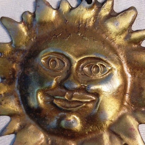 Sun wall decoration vintage metal used