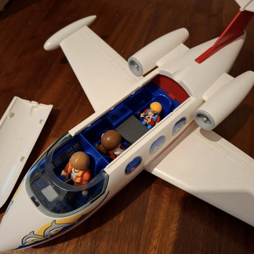Playmobil Airplane with Two Travelers and Pilot like new