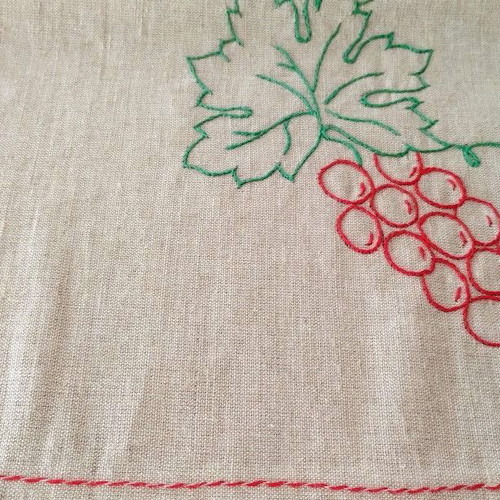 Set of 2 linen embroidered table runners new, traditional Balkan design