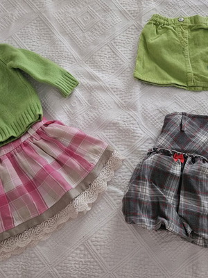 Girls' clothes used, 3 skirts and 1 Benetton pullover for ages 1-3