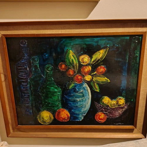 Paintings used with fruit theme, 1950s style, set of two