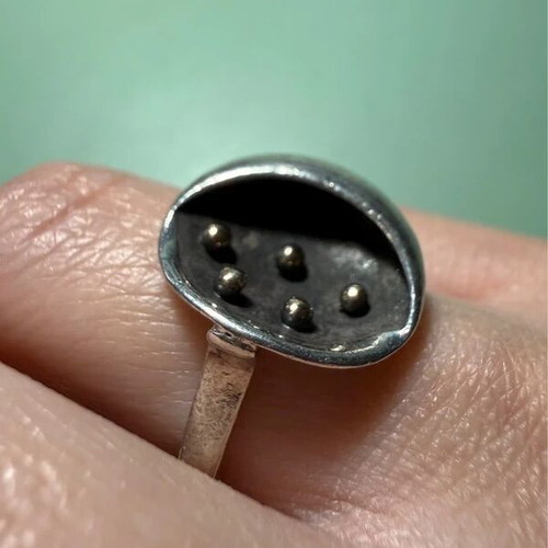 Handmade ring 18K gold and 925 silver used, vintage design