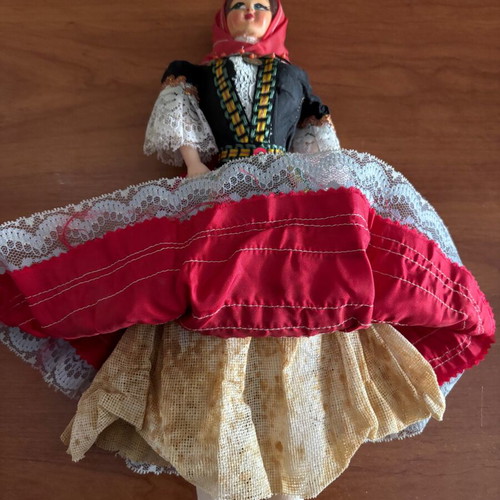 Doll with traditional costume used, handmade from 1970