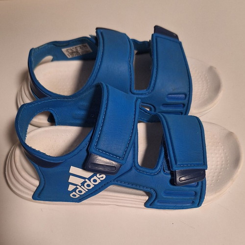 Adidas Adilette kids sandals blue and white