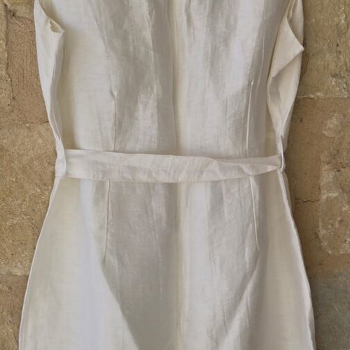 M&S Autograph White Linen Blend Sleeveless Boat Neck Midi Dress new