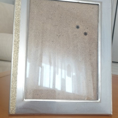 Metal photo frame 22x17cm silver matte with gold glitter like new