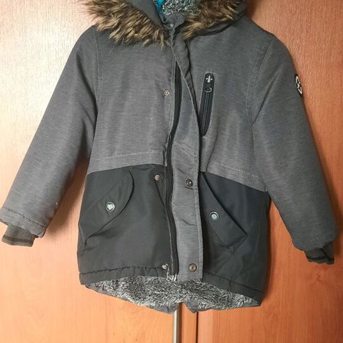 Boys' fur-lined jacket used, warm, sizes 2 to 4 years, gray