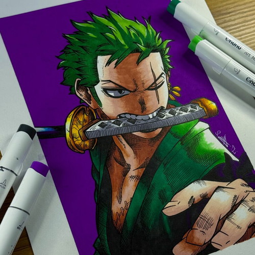 Original Zoro Drawing A4 Size Handmade Artwork