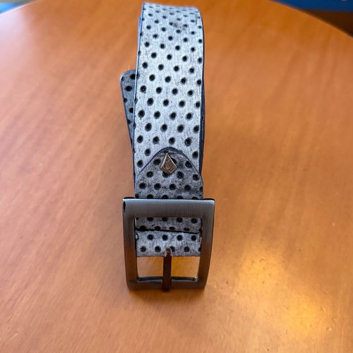 Men's leather belt gray with embossed texture like new