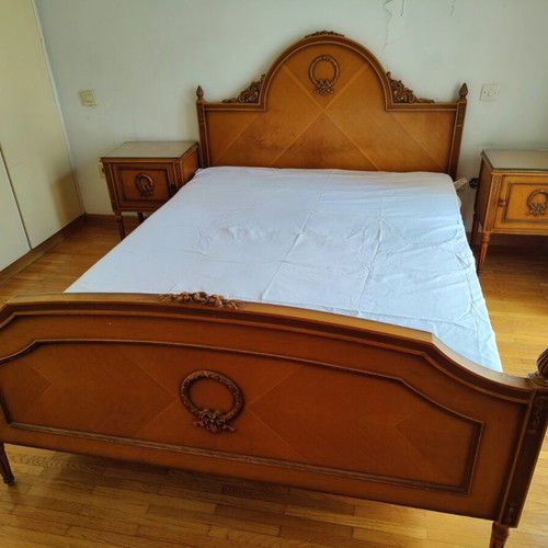 Vintage bedroom set used with dressing table, mirror and nightstands