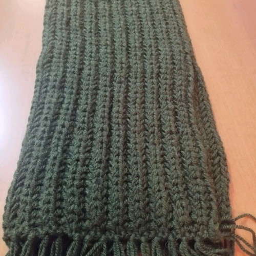 Handmade Wool Scarf Unisex Dark Green 1.70m