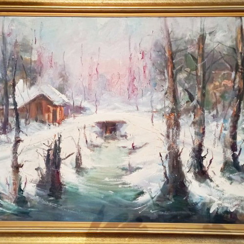 Dora Bouki oil painting with frame 75x110 cm