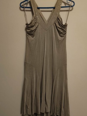 Verdi silver dress like new with crisscross back and rhinestones