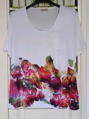 Floral blouse used, short sleeve, loose fit, multicolor, size XL