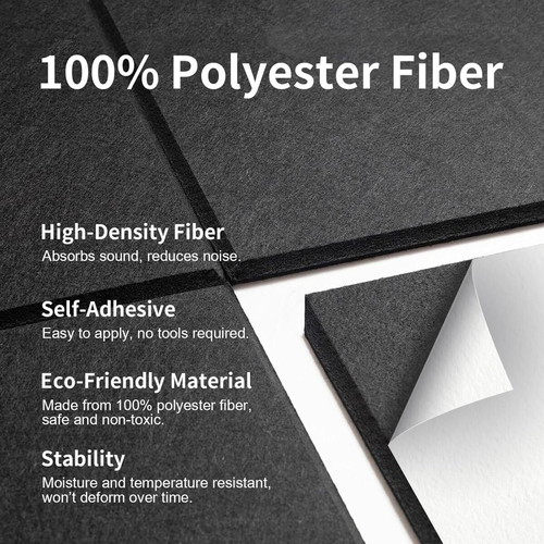 Soundproofing panels 36 self-adhesive high-density black 30x30x0.9 cm
