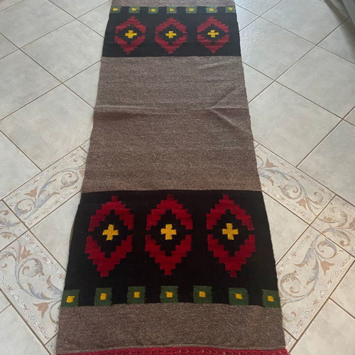 Handmade wool embroidered rug new, loom woven