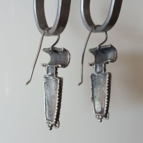 Silver earrings 950 like new, about 4cm, with box