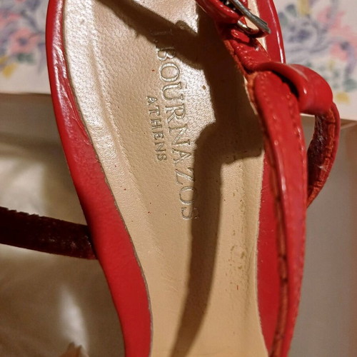 Bournazos leather sandals in bright red, size 40