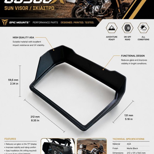 LCD screen shade for Voge DS 900x 3d Print
