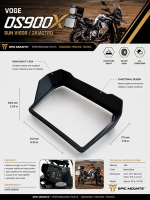 LCD screen shade for Voge DS 900x 3d Print