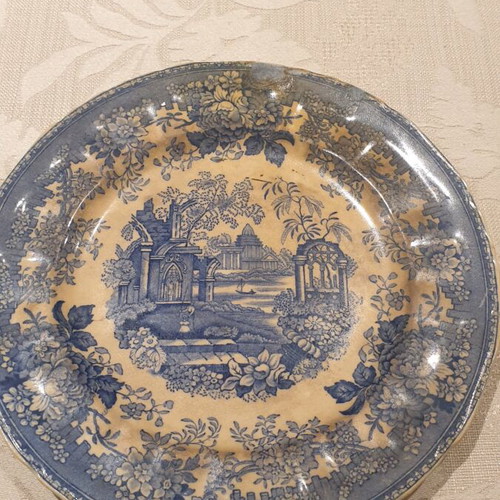 Plate English porcelain Mason's used, blue landscape