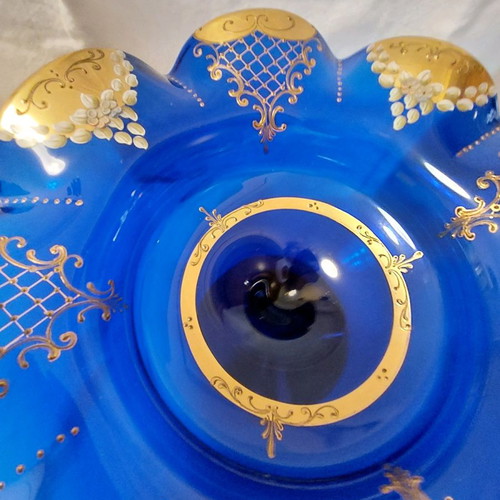 Egermann fruit bowl Bohemia crystal used with 24k gold and hand painting