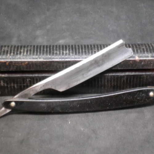 Antique straight razor (folding) French 266 'ACIER SUPERIEUR' used with travel case