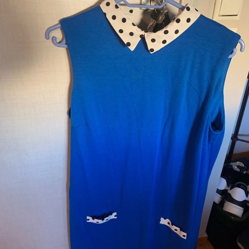 Blue dress like new with pockets and polka dot details XXL