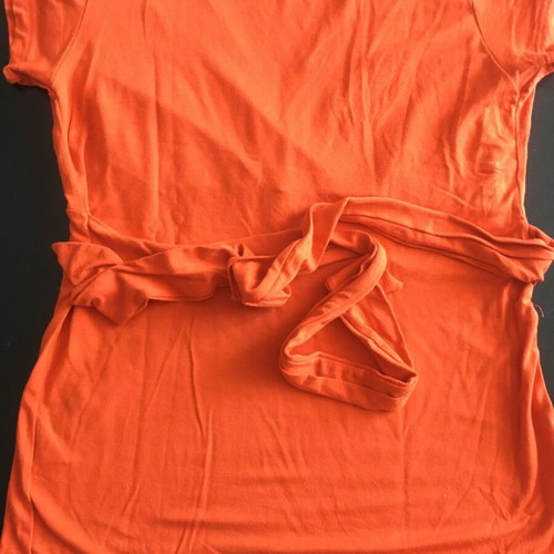 Bill Cost wrap blouse medium used, orange with belt