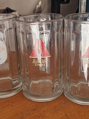 Alfa Beer Glasses set of 5, unused, with handles