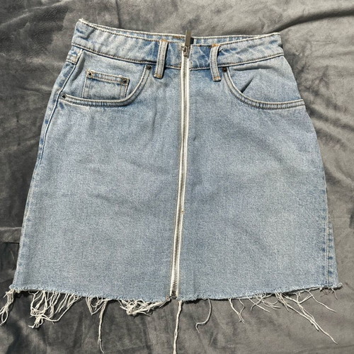 Set high-waisted denim skirt and cropped top Zara like new, multicolor