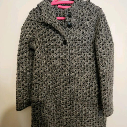Hooded coat gray used, size S