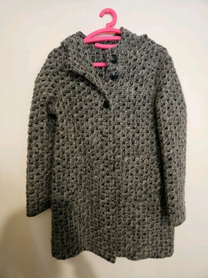 Hooded coat gray used, size S