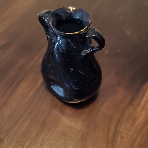 Recycled glass vase like new, deep blue with 2 handles