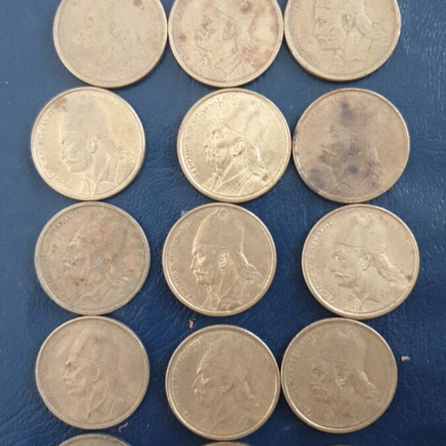 1976-1986 2drx Karaiskakis coins used, set of 18