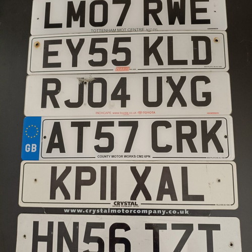 Collectible English Car License Plates used, set of 6