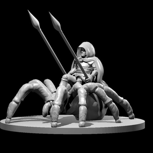 Halfling Male Ranger on Giant Spider miniature for D&D made to order